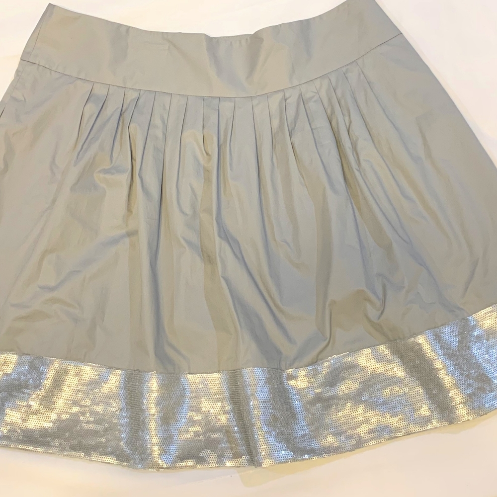 Theory Grey Sequin Silk Skirt Sz 12